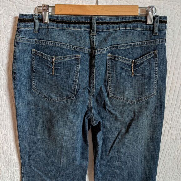 Vintage Y2K Baccini Bootcut Jeans Velvet Sequin Rhinestone Detail Size 12 - Picture 11 of 14